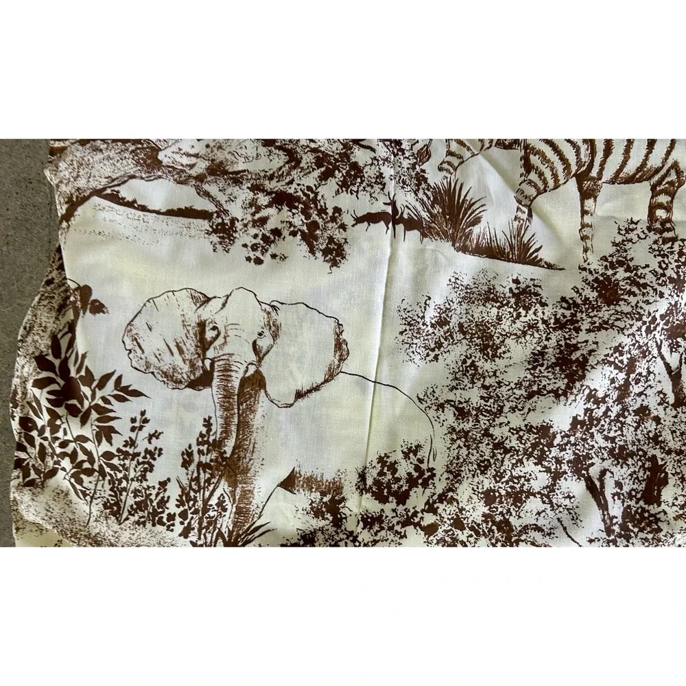Vintage Montgomery Ward Muslin Fitted Flat Sheet Set Safari Jungle